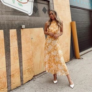 Floral Yellow Midi Dress